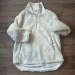 Varley 1/2 zip fleece off white with gold zippers